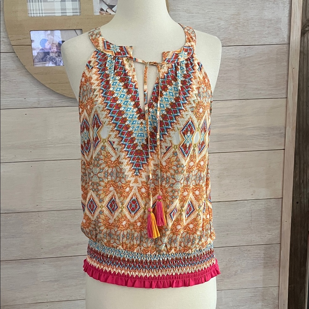Rose & Olive Multicolor Geometric Tank Top M